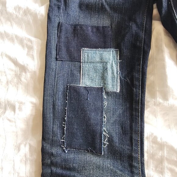 American Eagle Low Rise Patchwork Skinny Jeans - 2012 - Dark Wash - Sz 00 Reg - Picture 10 of 16